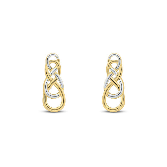 9ct White & Yellow Gold Fancy Figure 8 Stud Earrings 16mm
