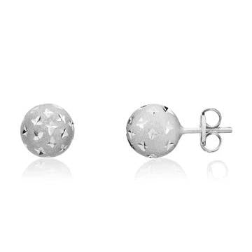 9ct White Gold Star Ball Stud 8mm