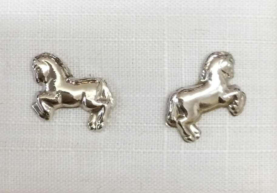 9ct White Gold Horse Stud
