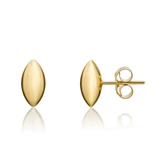9ct Yellow Gold Polished 3d Marquise Stud
