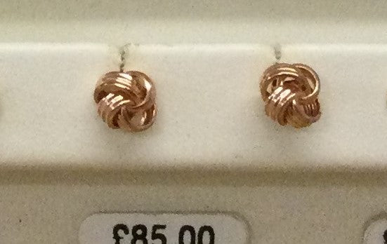9ct Rose Gold Knot Studs