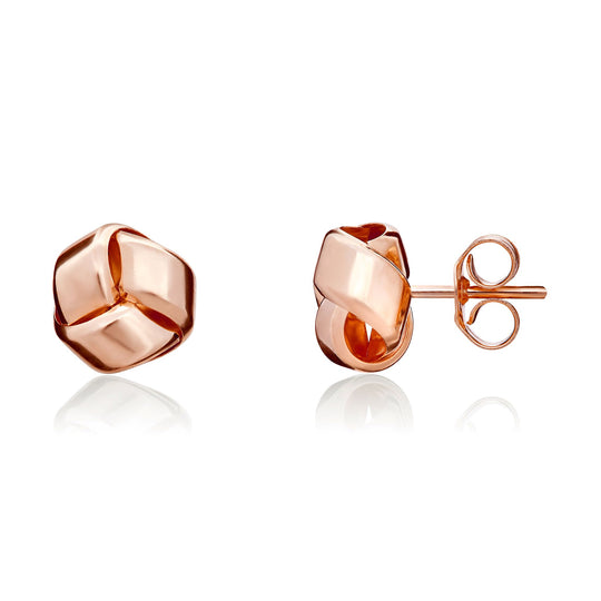 9ct Rose Gold Plain Knot Stud earrings