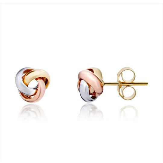 9ct yellow, white and rose gold Simple Knot Stud