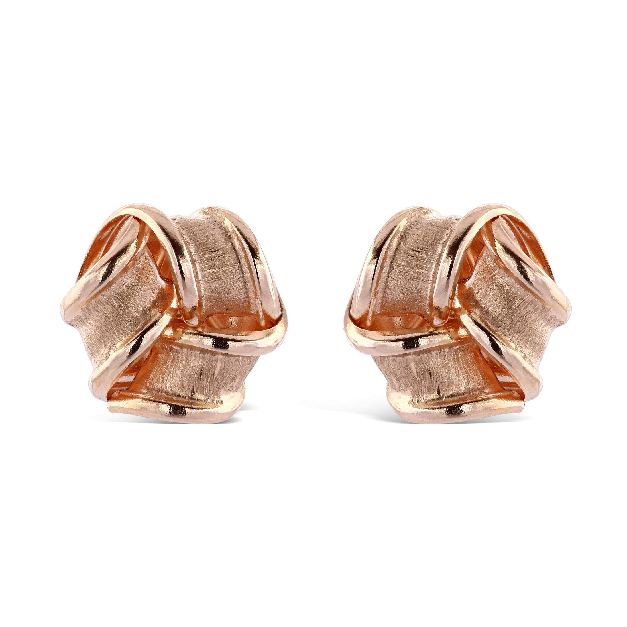 9ct Rose Gold Frosted Knot Stud Earrings