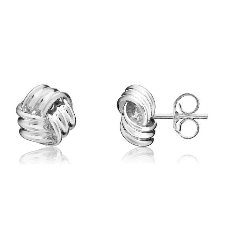 9ct White Gold Ribbon Knot Stud Earrings 8mm