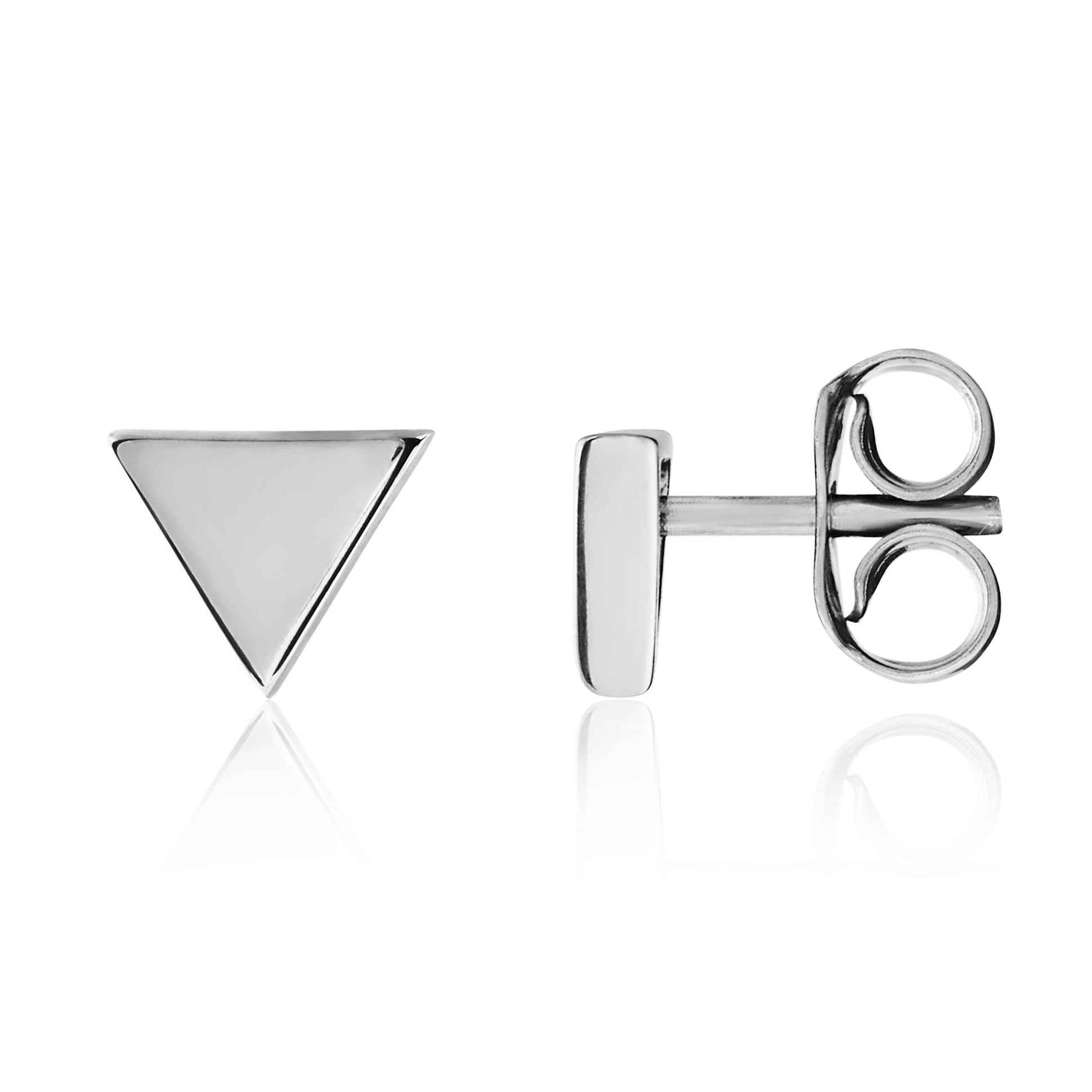 9ct White Gold Triangular Stud Earrings