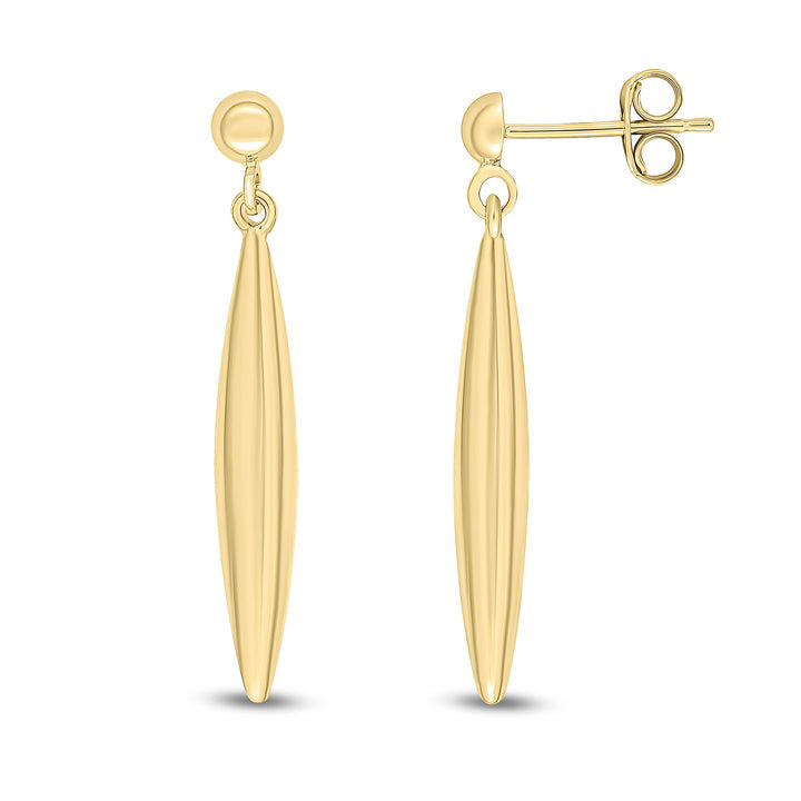 9CT Yellow Gold 3D Marquise Drop Earrings