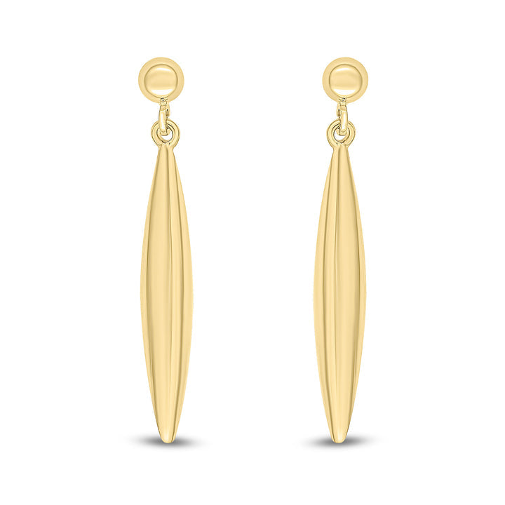 9CT Yellow Gold 3D Marquise Drop Earrings