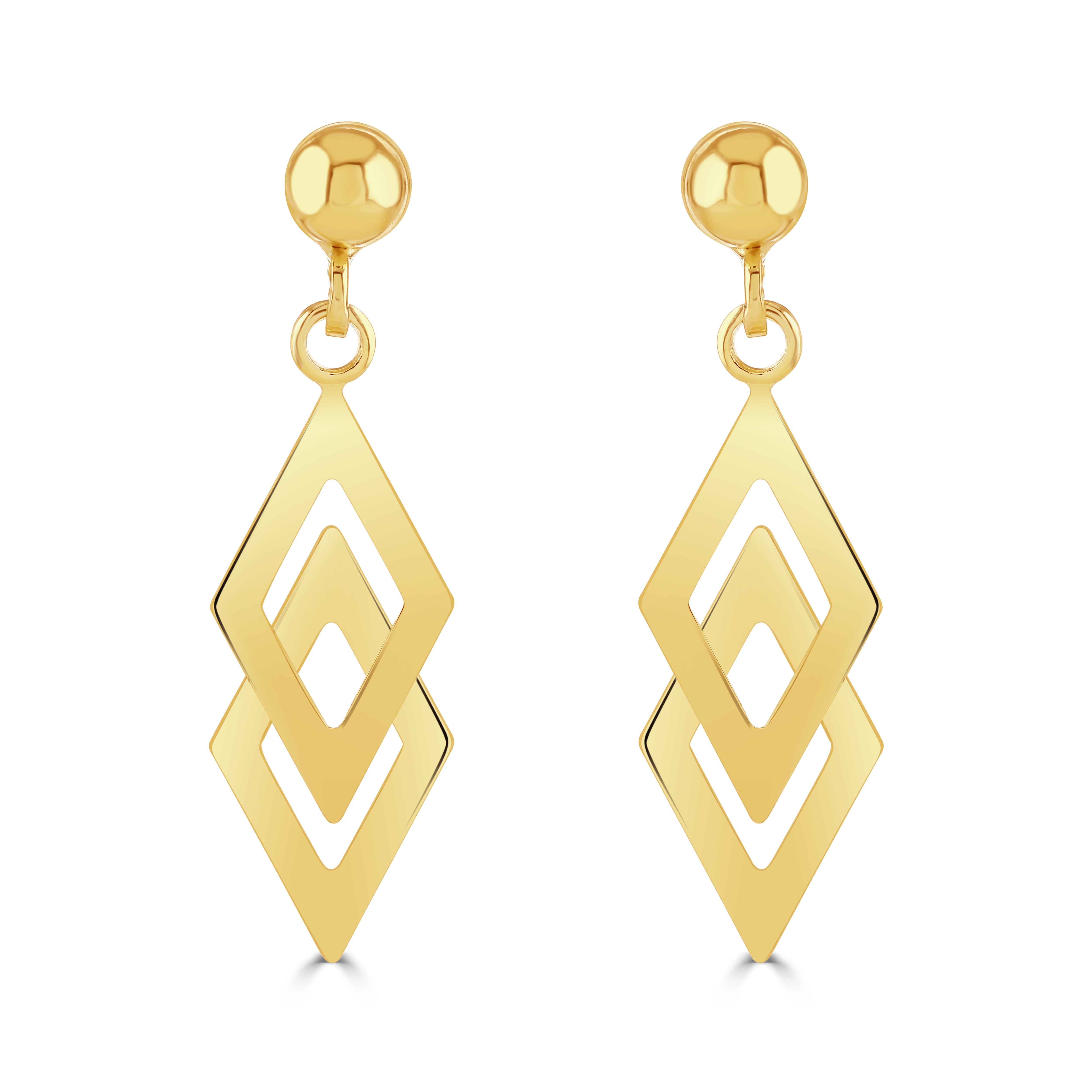 9ct Yellow Gold Double Kite Drop Earrings