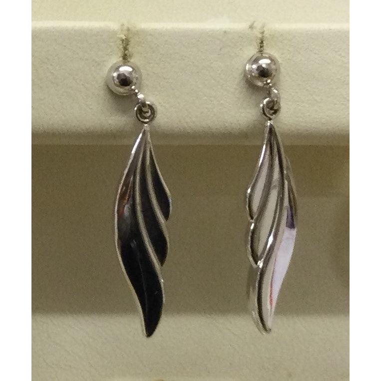 9ct White Gold Pol Leaf Drop