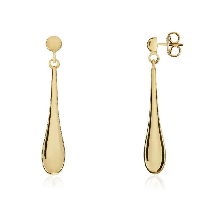 9ct Yellow Gold Long Bombe Drop Earrings 33mm