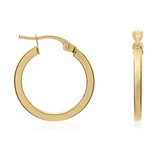 9ct Yellow Gold Sq Tube Rd Hoop