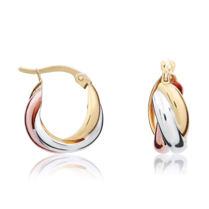 9ct rose, white and yellow gold Russian Wedd Hoops