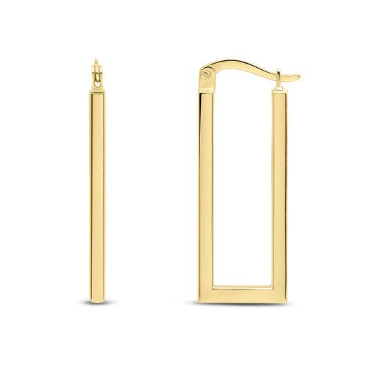 9ct Yellow Gold Obl/Sq Tube Hoops