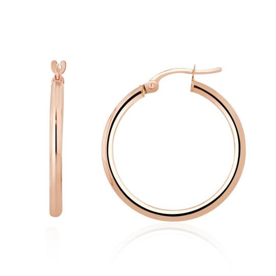9ct Rose Gold Polished Tube 2mm Hoops