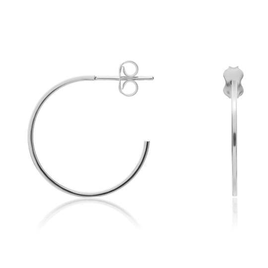 9ct White Gold Peg & Scroll Medium Hoop earrimgs