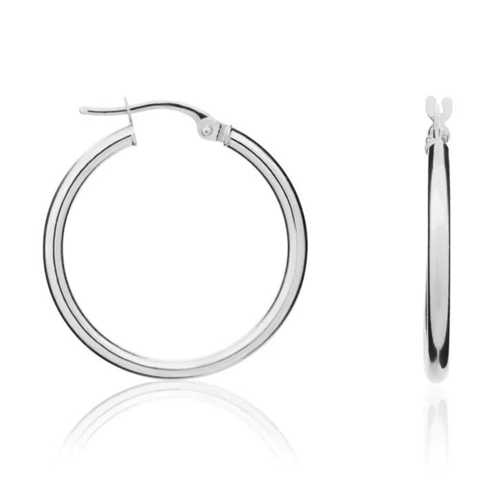 9ct White Gold 2mm Round Hoop