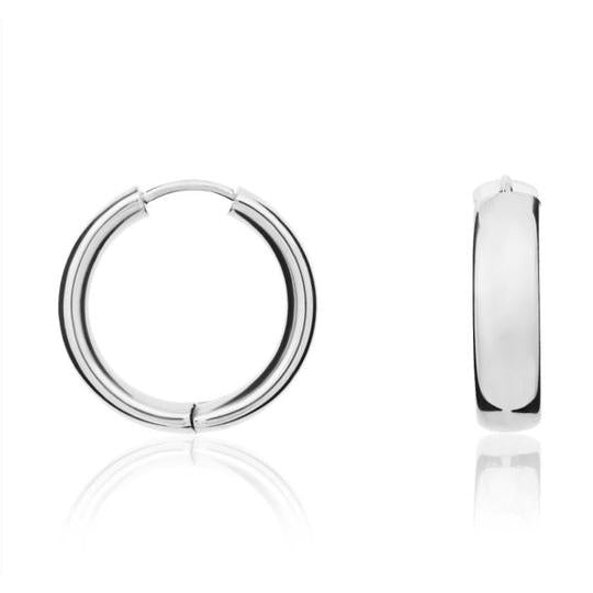 9ct White Gold Polished Huggy Earrings 20x5mm