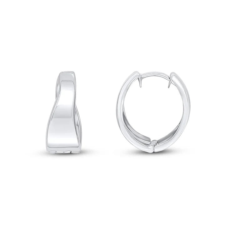 9ct White Gold Polished Tapered Wavy Huggy