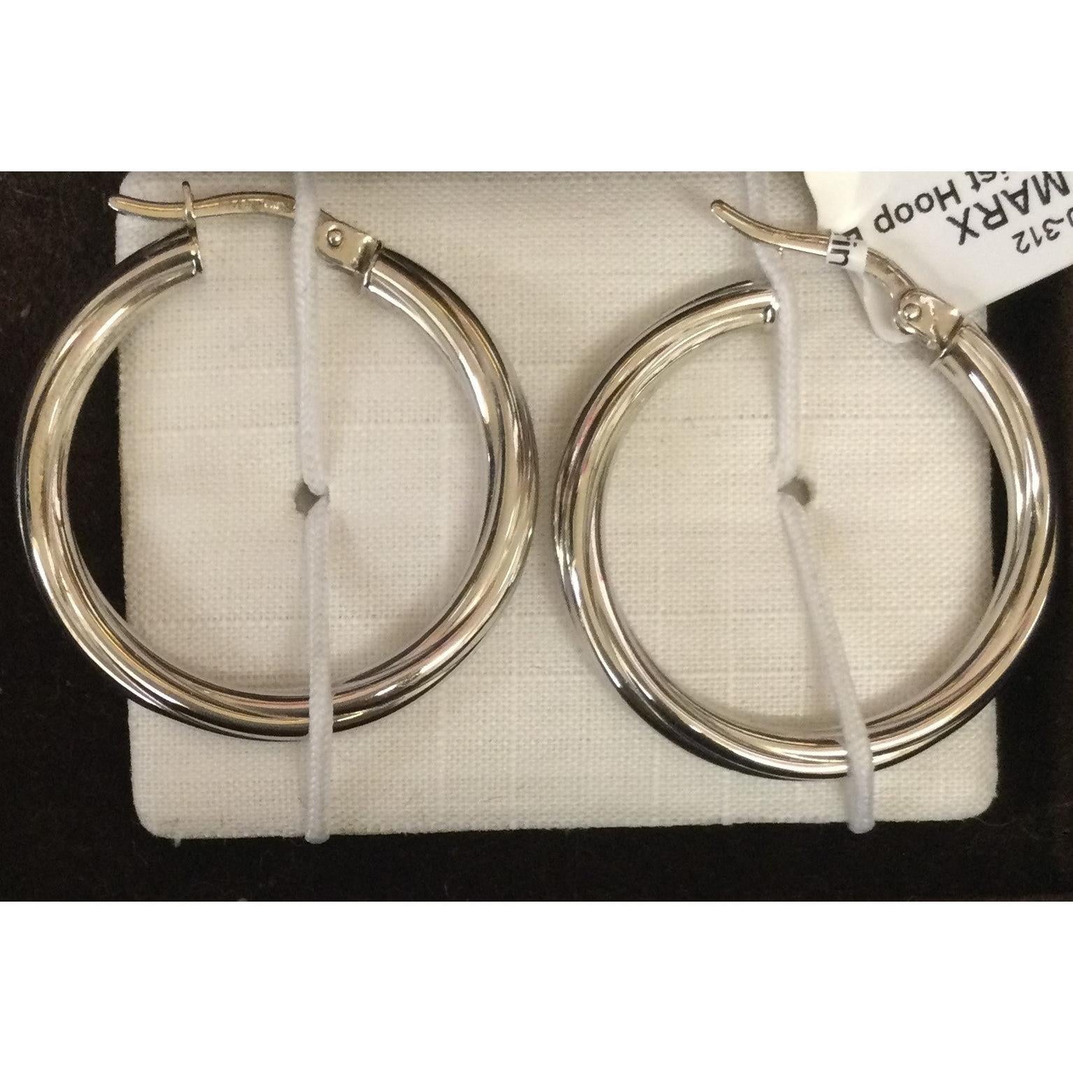 9ct White Gold Twist Hoop Earrings