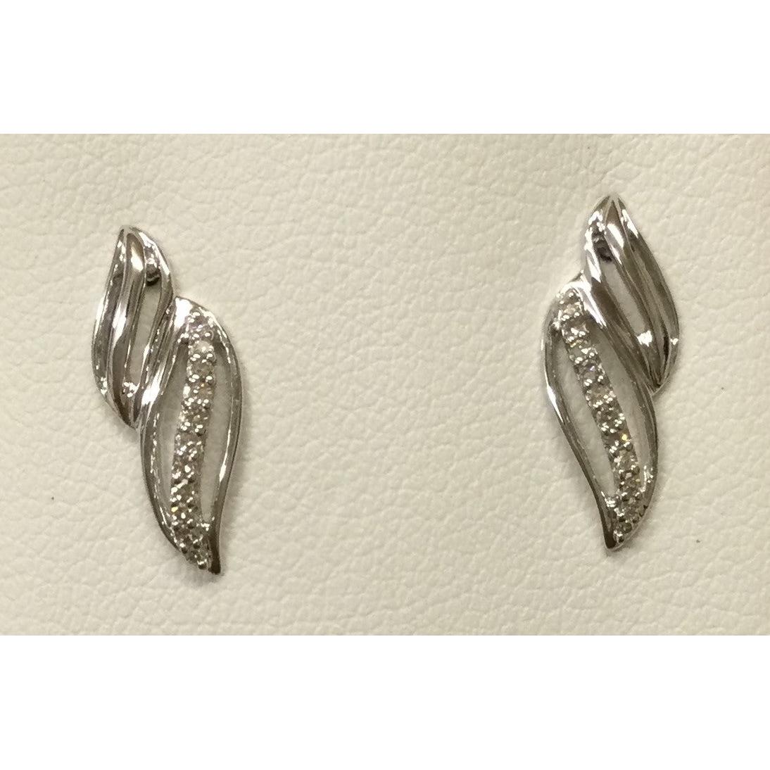 9ct White Gold Dia-Dbl Swirl-Stud