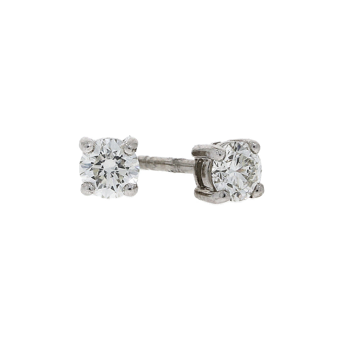 18ct white gold claw set single stone Diamond stud earrings