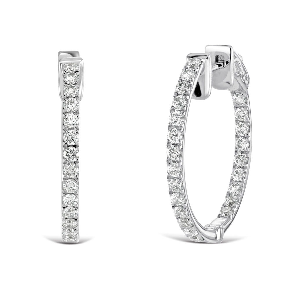 0.72ct Round Brilliant Cut Diamond 18ct White Gold Hinged Hoop Earrings