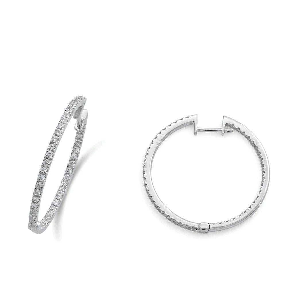 0.79ct Round Brilliant Cut Diamond 18ct White Gold Hinged Hoop Earrings