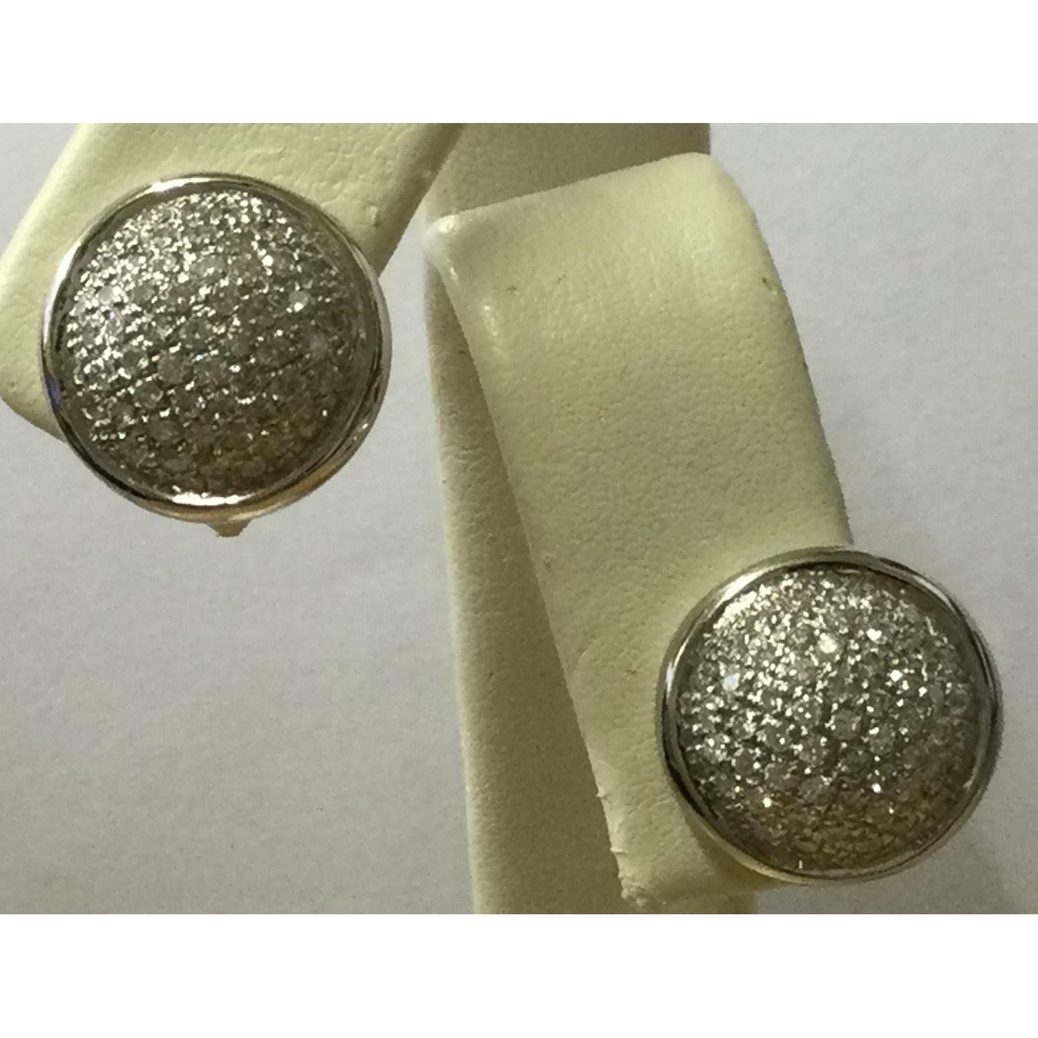 18ct White Gold Pave Set Rnd Stud