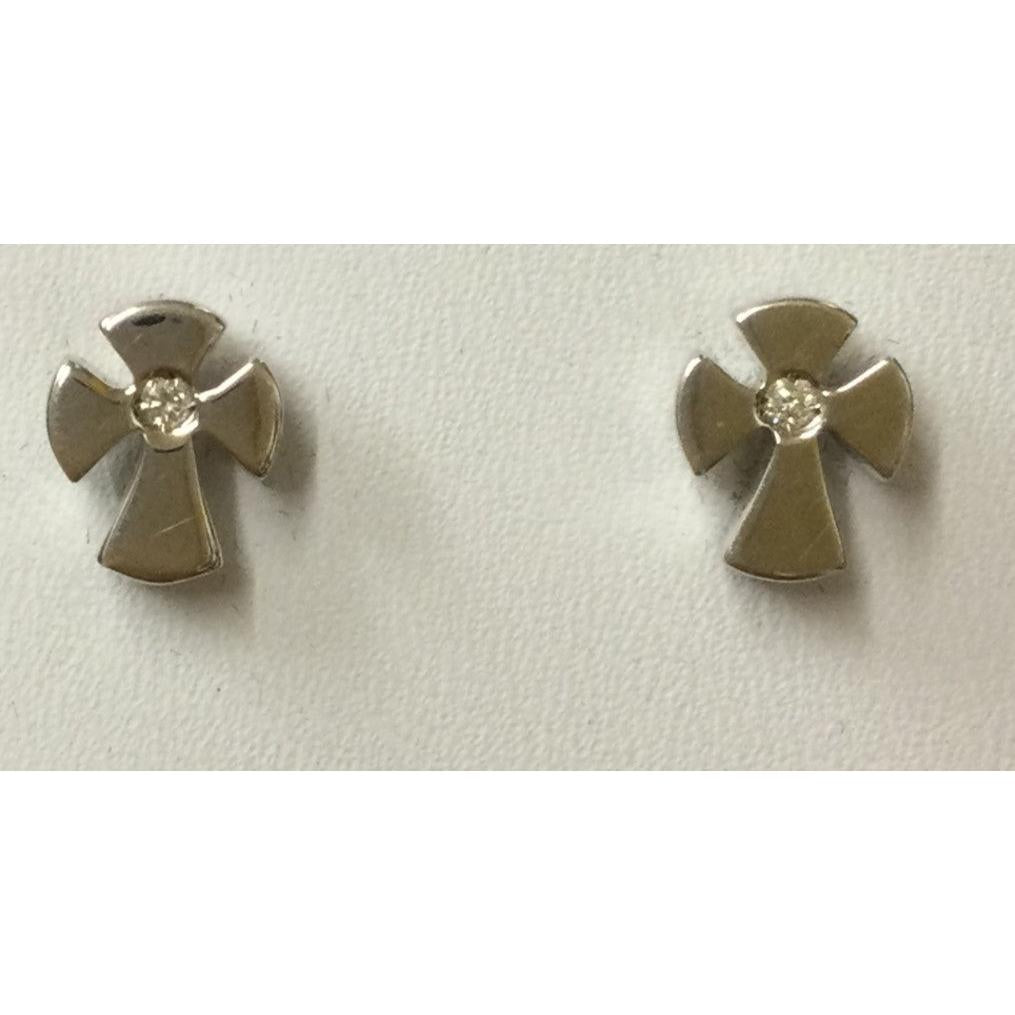 18ct White Gold 1dia Cross Stud