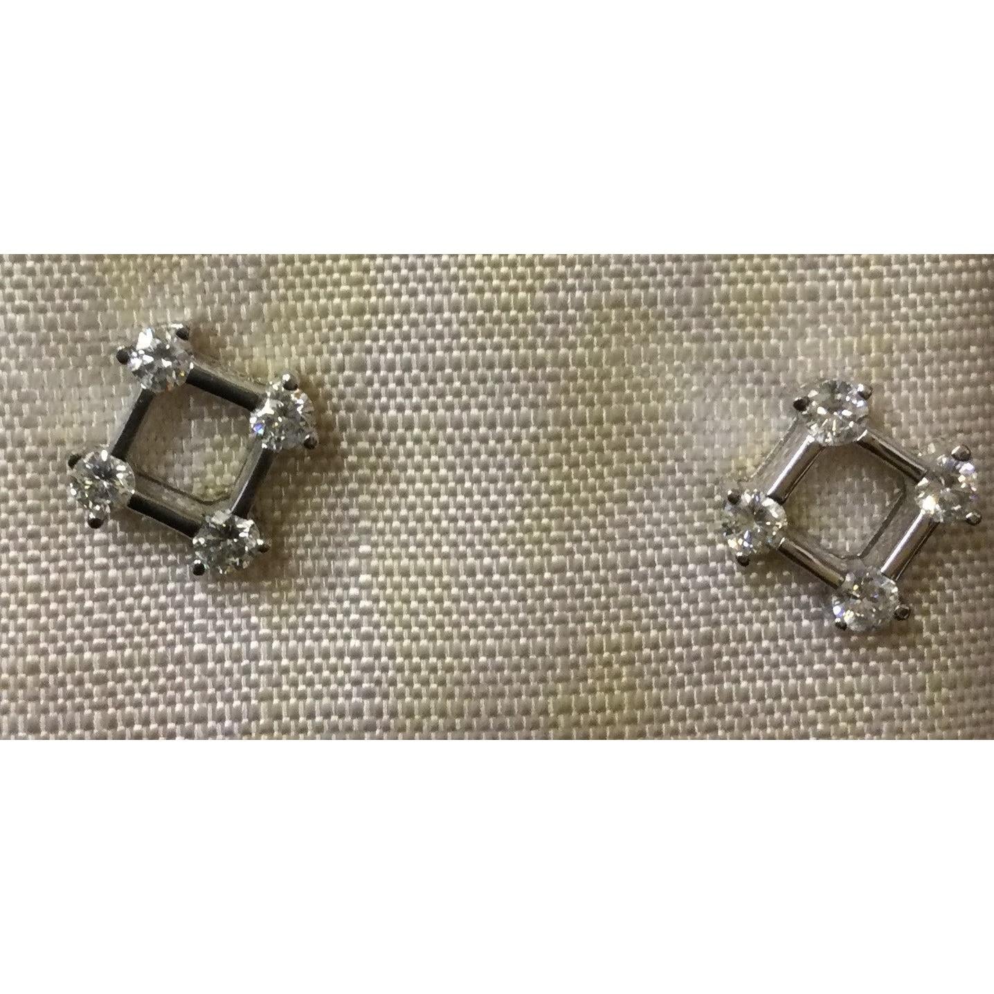 18ct White Gold 4 Dia Squ Stud