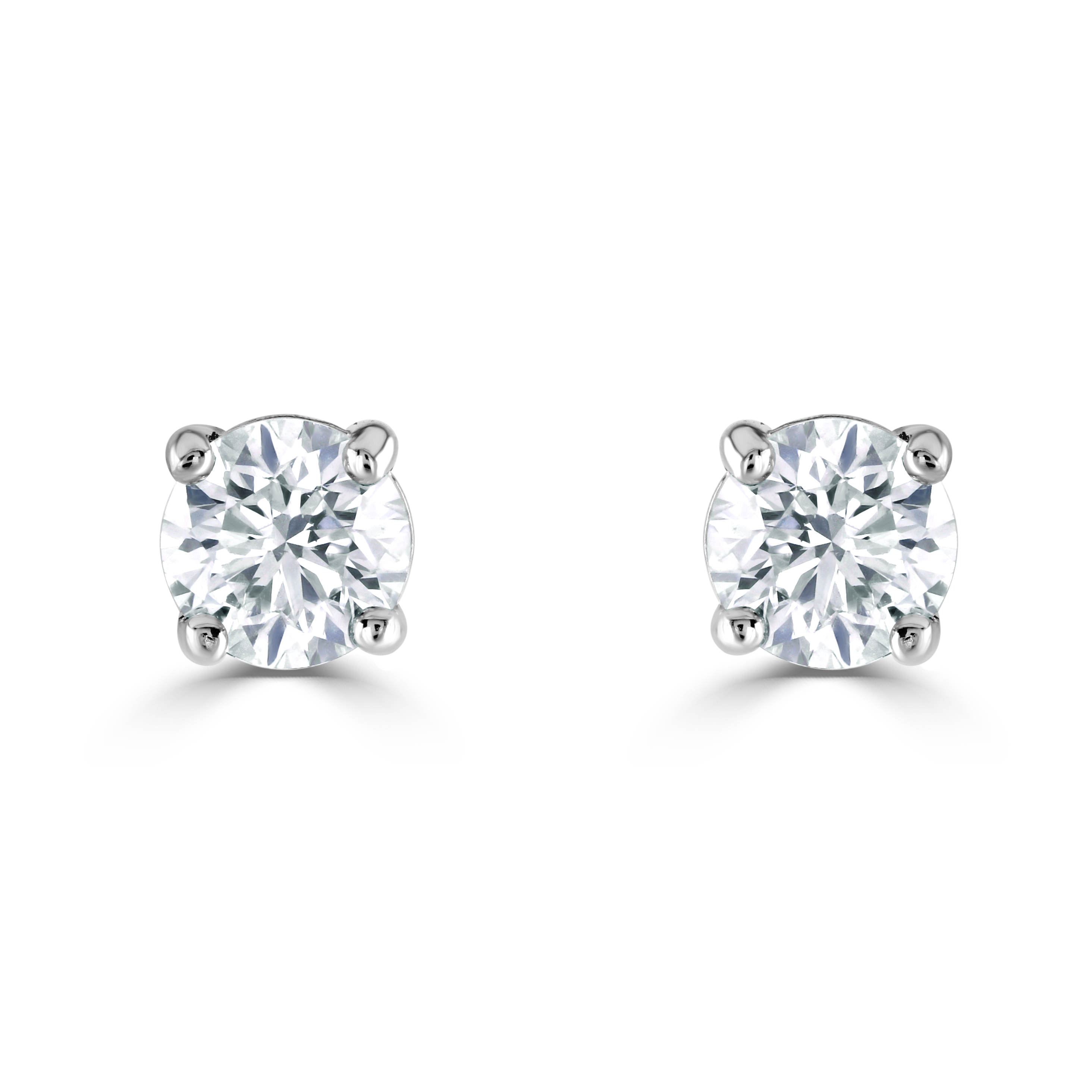 1.01ct Round Brilliant Cut Diamond Solitaire Claw Set Stud Earrings