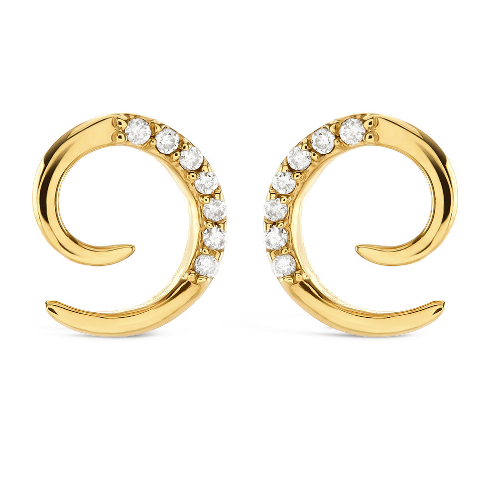 9ct Yellow Gold Diamond Set Swirl Earrings