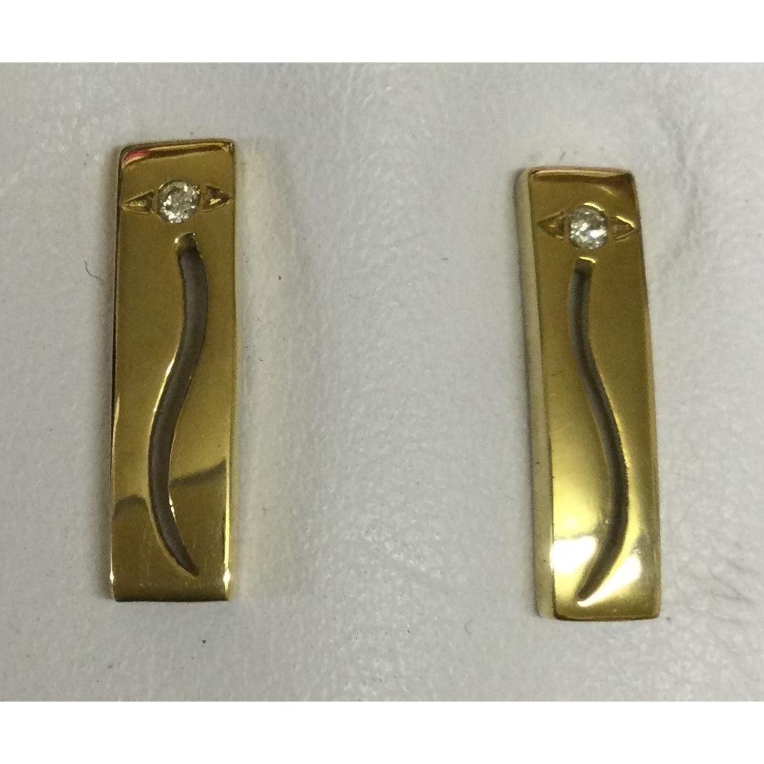 9ct Yellow Gold Bar Diam Set