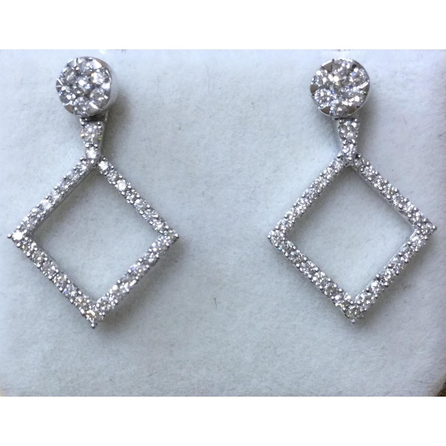 18ct White Gold  Dia Shape Drps