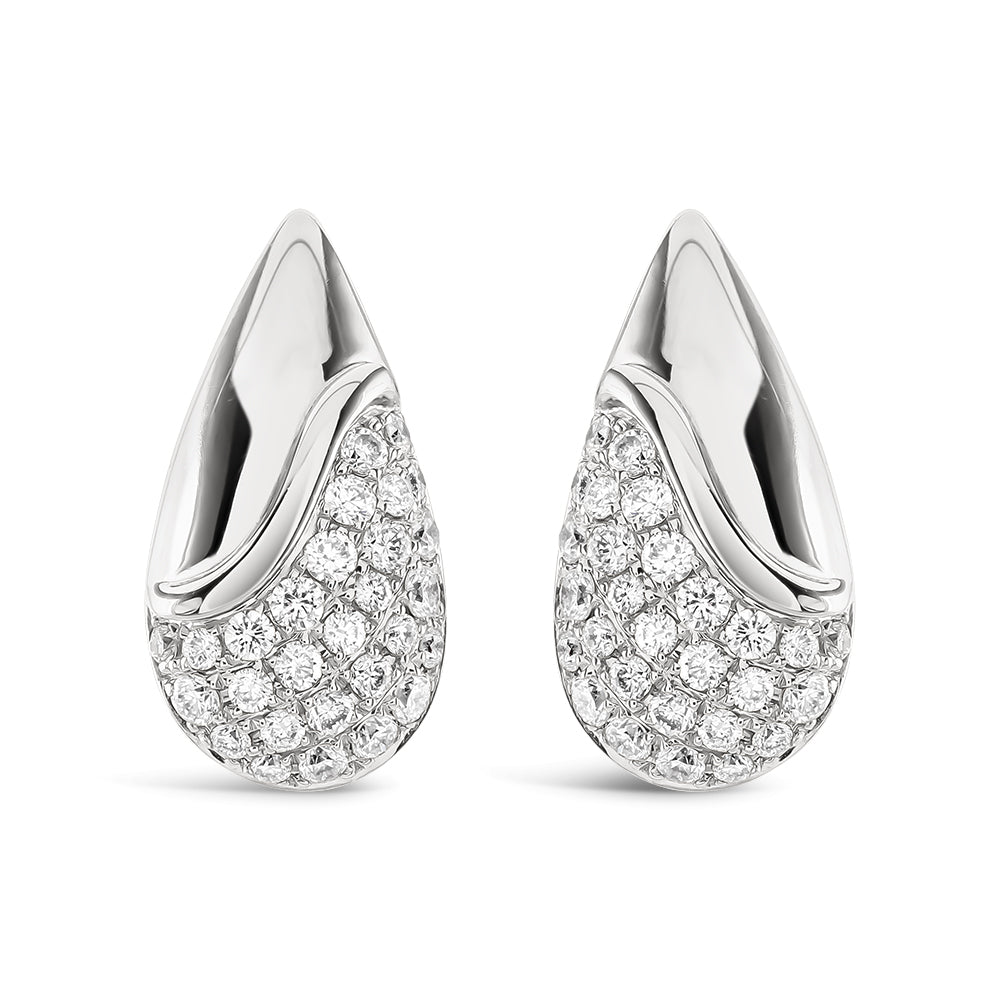 18ct White Gold Pear Shaped Pave Set Diamond Stud Earrings