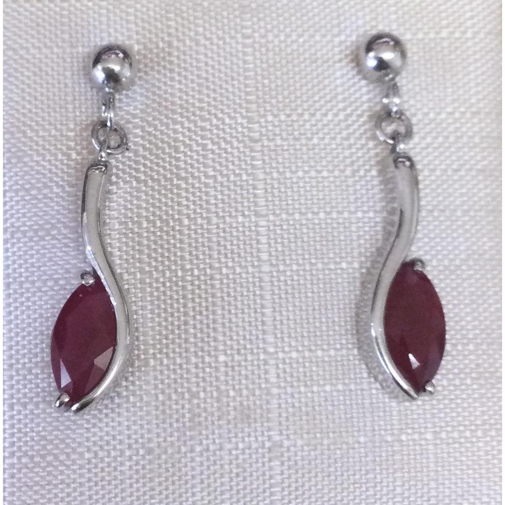 9ct White Gold 8x4 Mrq Ruby Drps