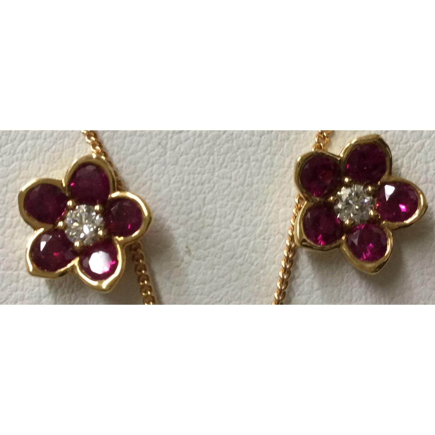 18ct Rose Gold 5ru/1di Flower Studs