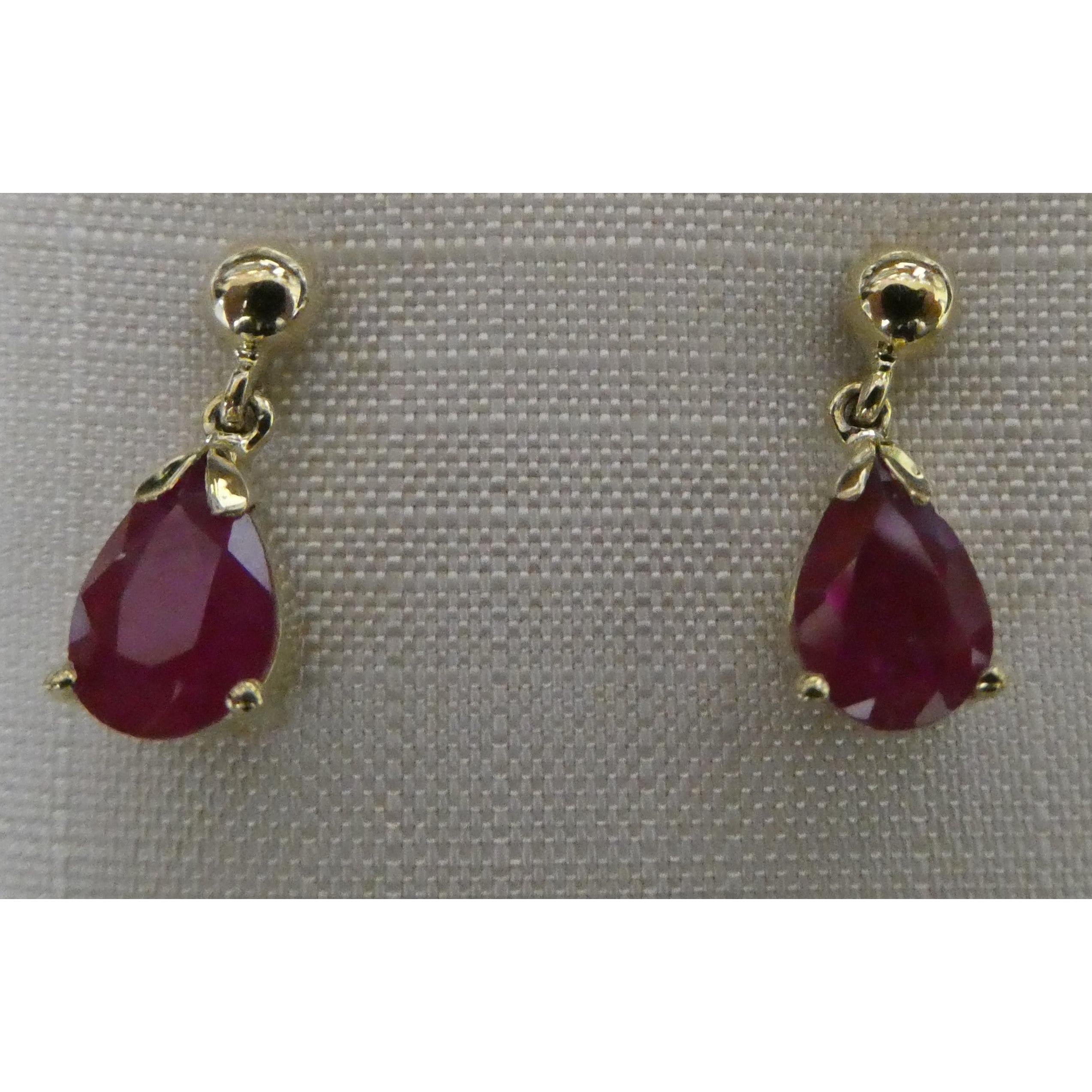 9ct gold  Y P/Shape Ruby Drops