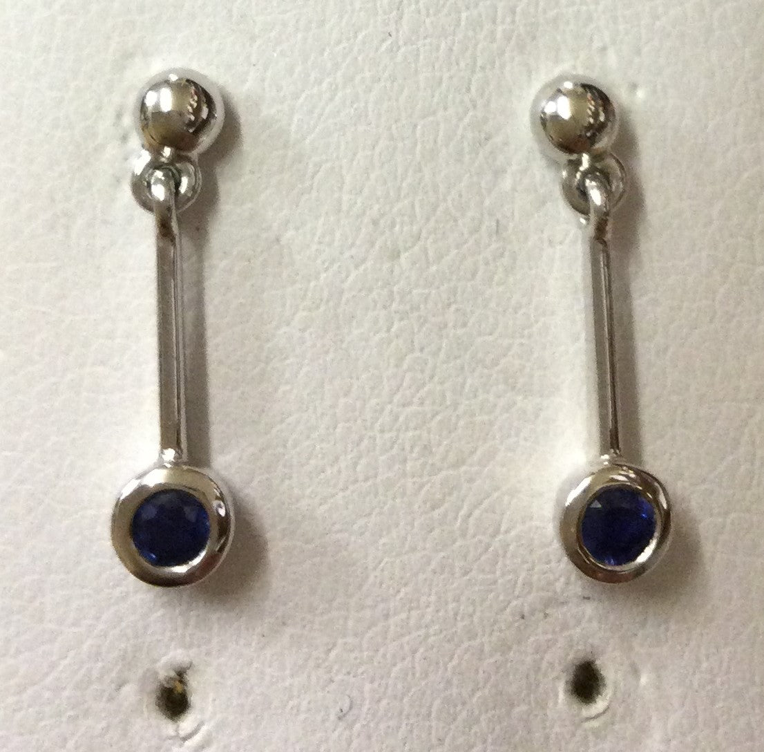 18ct White Gold 1 Sapp Bar Drop