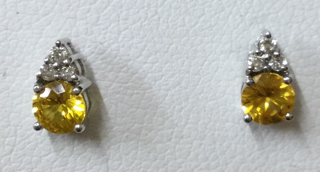 18ct Gold Y.Sap 3dia Stud