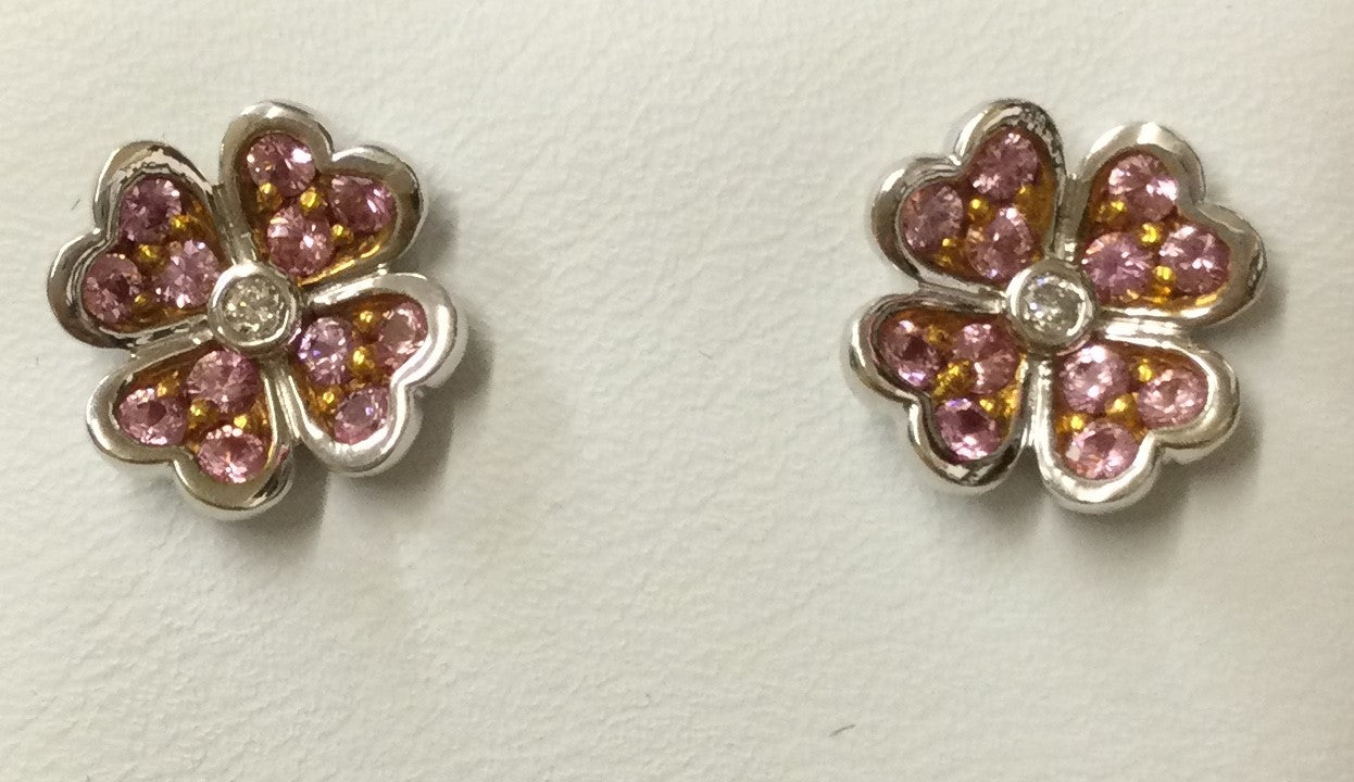 18ct White Gold Psap/Dia Flower Std