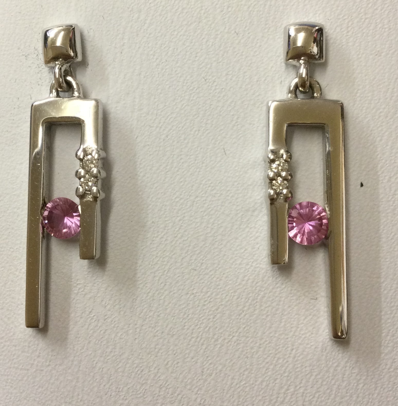 18ct Gold 2dia 1 Pk Sapp Rct