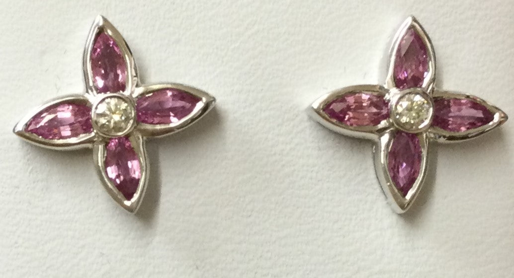 18ct White Gold 4mrqpsap/Dia Stud
