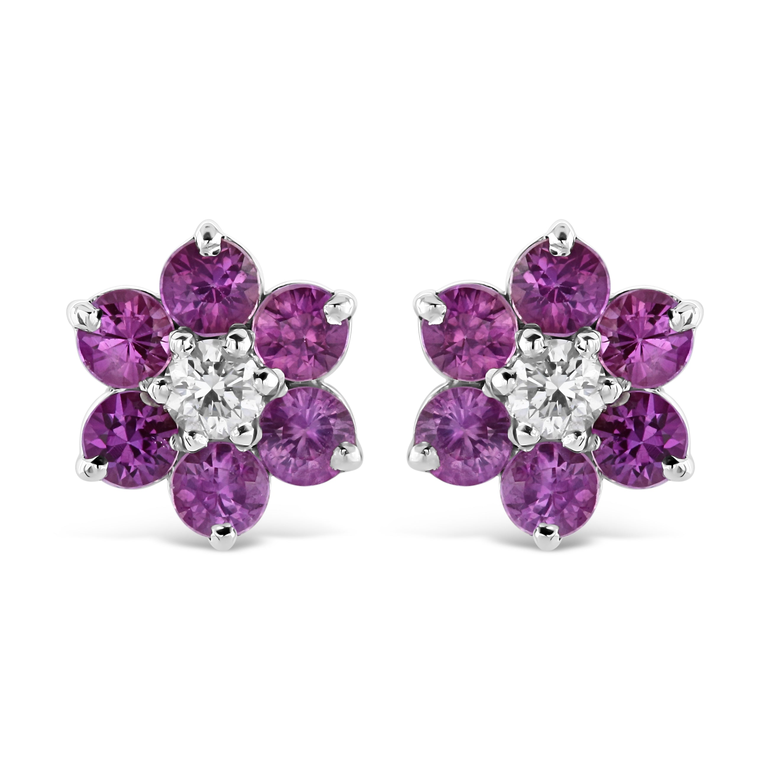 18ct White Gold 6p.Sap/1dia Stud Clw