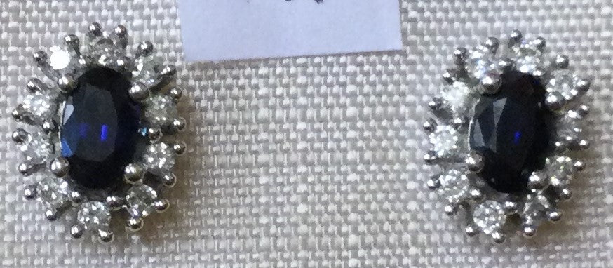 18ct White Gold Sap/Dia Clw Stud