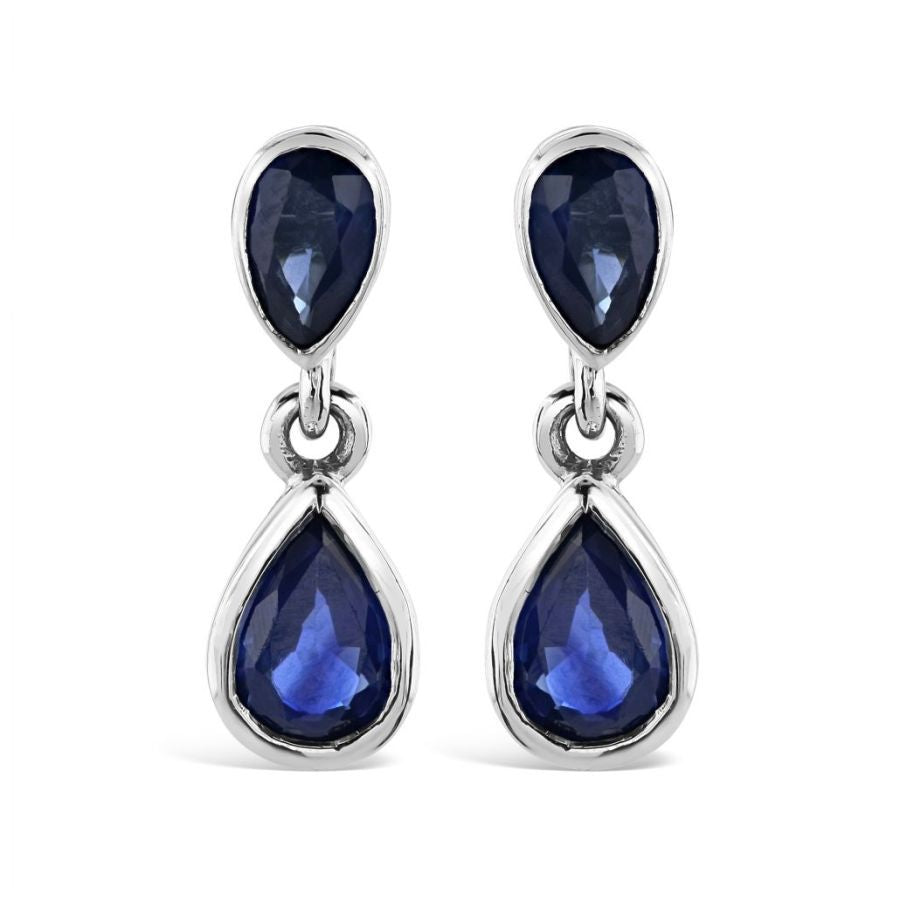 9ct White Gold 3ps Sa Dbl Drop