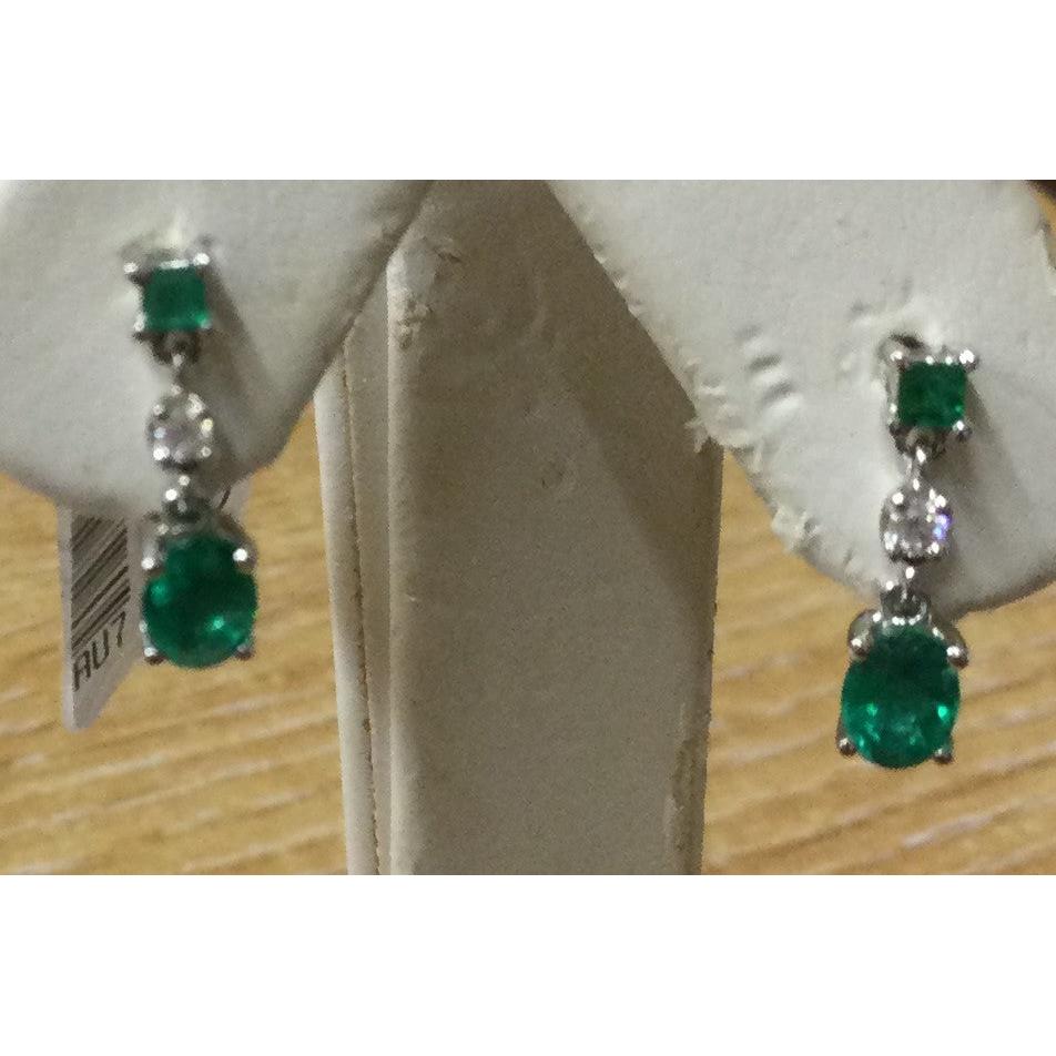 18ct White Gold 2em-1di Sq Top