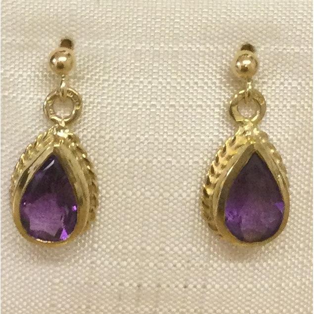 9ct gold  Pr Shape Ameth Drop