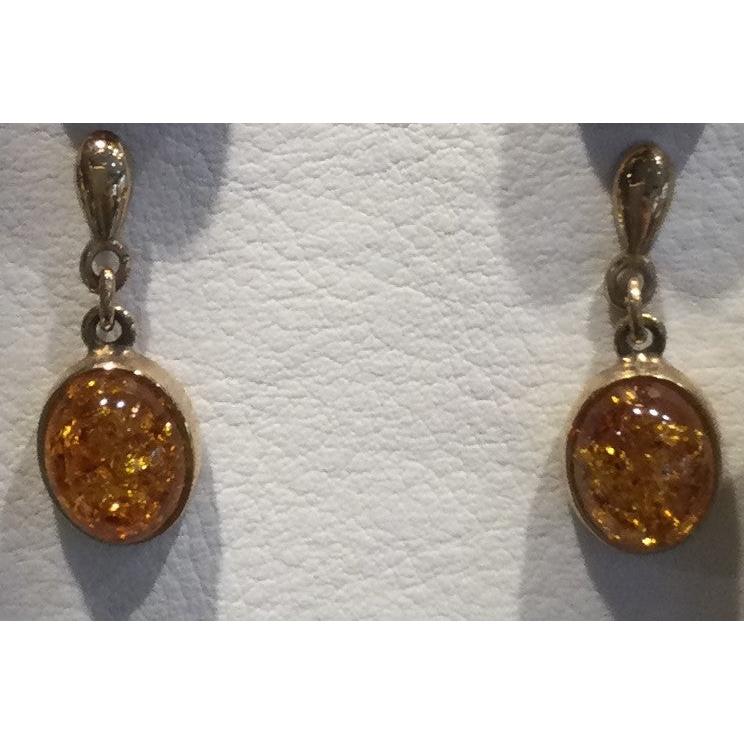 9ct gold  Ov Amber Drop